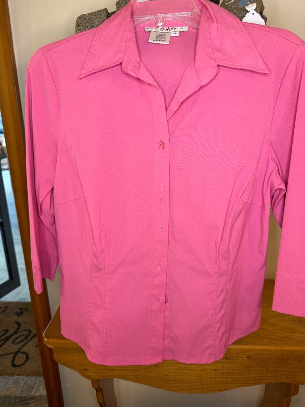 Como Sport Vibrant Pink 3/4 Sleeve Blouse - Size S